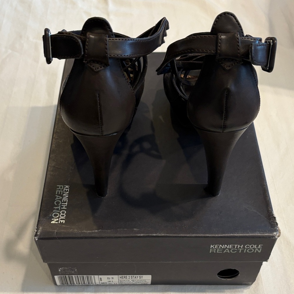 Kenneth Cole Reaction Strappy Dark Brown Heels - Picture 8 of 8